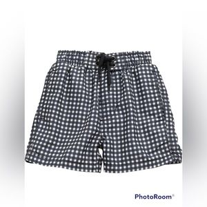 Beach Bros Little Boy’s Black and White Gingham Swim Trunks| size: 3T